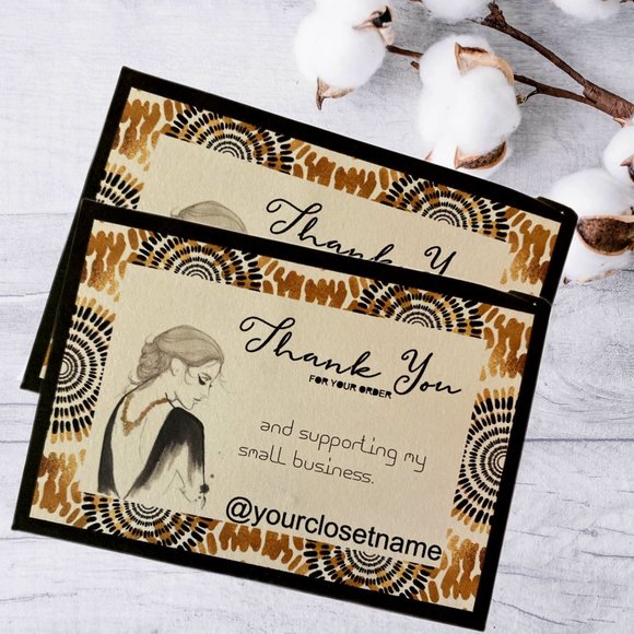 100 Thank You Poshmark Boutique Card - Delicate and Feminine Thank you Cards - Picture 3 of 10